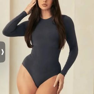 Pinsy Long Sleeve Butter Sculpt™ Seamless Shapewear Bodysuit in Grey NWT